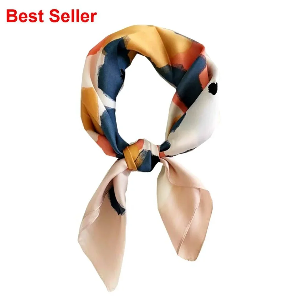 Silk Feeling Satin Scarf Medium Square 27.5x27.5 Inches